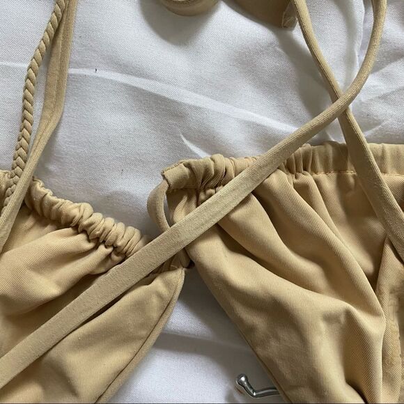 Frankie’s Bikinis Earth/Tan Mistos Stringy Triangle Triple Strap Bikini Top - Picture 6 of 7